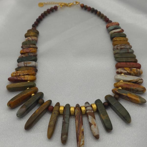 Bijzondere handgemaakte Picasso Jaspis ketting