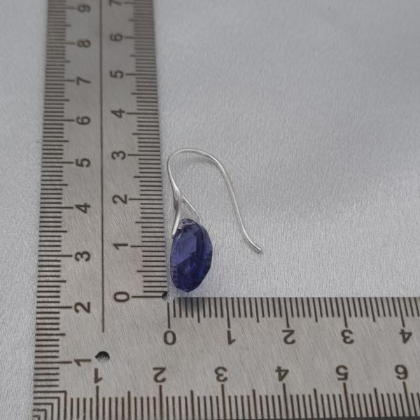 925 zilveren oorbellen met kristallen hanger - paars patina