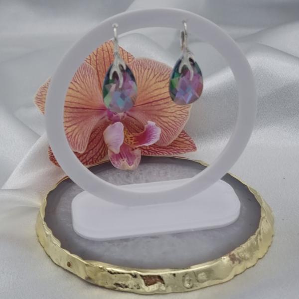 925 zilveren oorbellen met kristallen hangers - lila