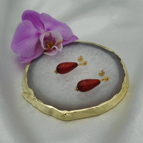 Handgemaakte Polaris oorbellen - bordeaux rood