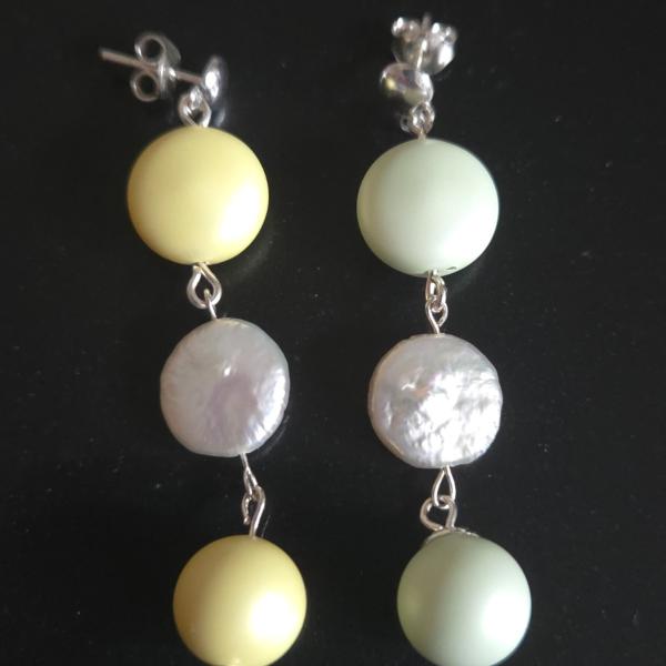 925 zilveren oorbellen met kristal parels en zoetwater parels - 2 kleuren beschikbaar