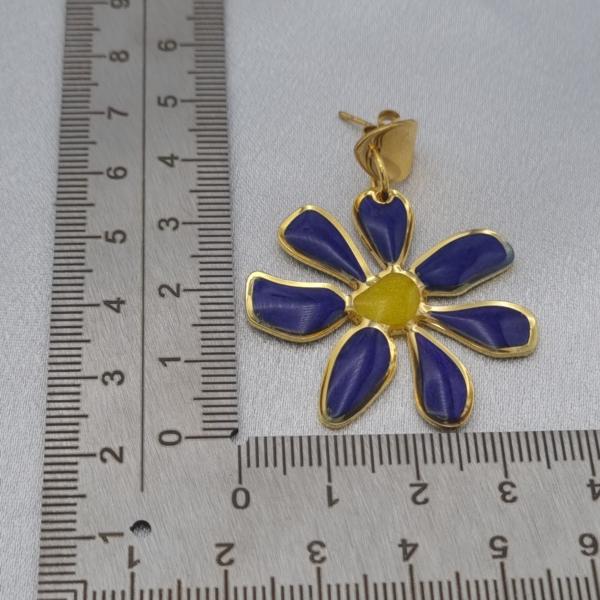 Glas in lood look oorbellen - bloem goud