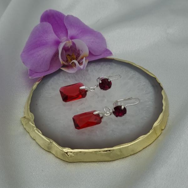 Luxe handgemaakte kristallen oorbellen - rood