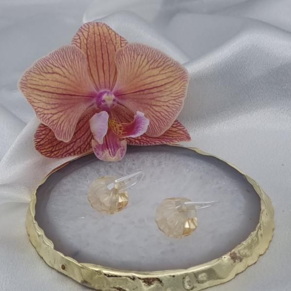 925 zilveren oorbellen met kristallen schelp - zacht geel