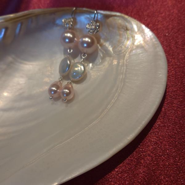 925 zilveren oorbellen met roosjes, kristal- en zoetwaterparels