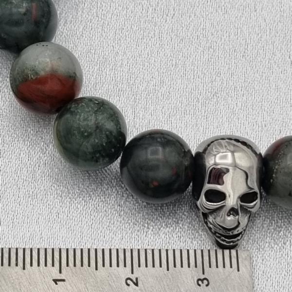 Handgemaakte herenarmband Afrikaans bloedsteen met doodskop