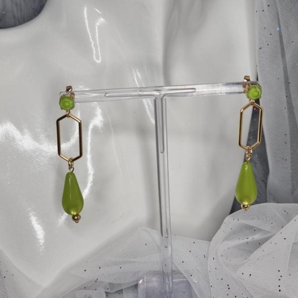 Statement oorbellen polaris en Swarovski - lime groen