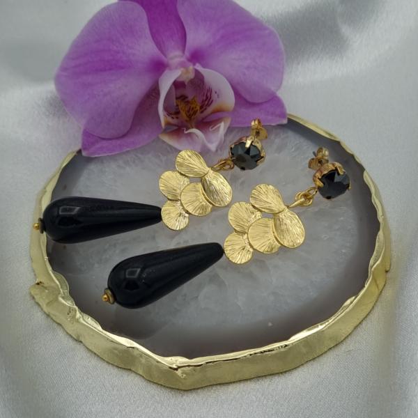 Handgemaakte luxe statement oorbellen Polaris - zwart