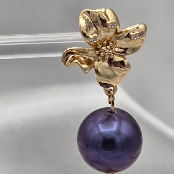 Asymmetrische vergulde oorbellen - paars