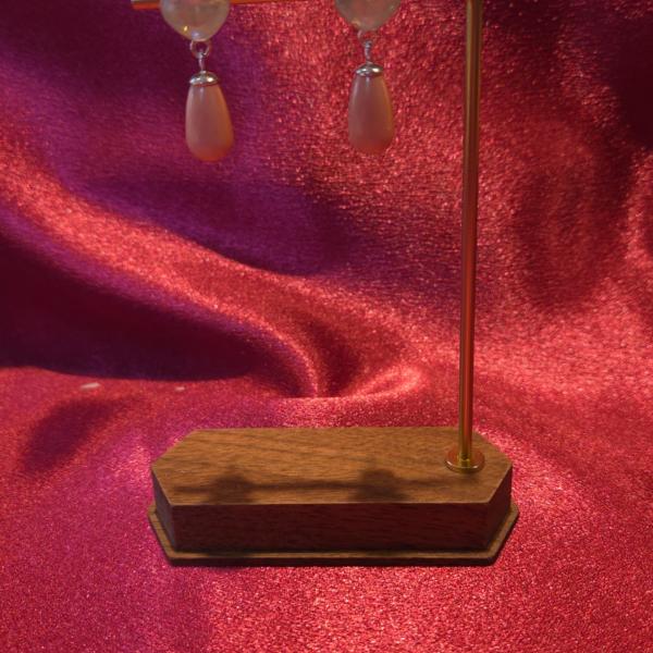 925 zilveren oorbellen met zalmroze kristalparel hanger