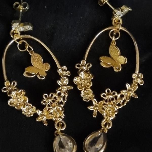 Vergulde statement oorbellen 'vlindertuin'