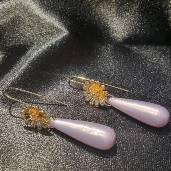 Statement oorbellen met polaris druppel - lila