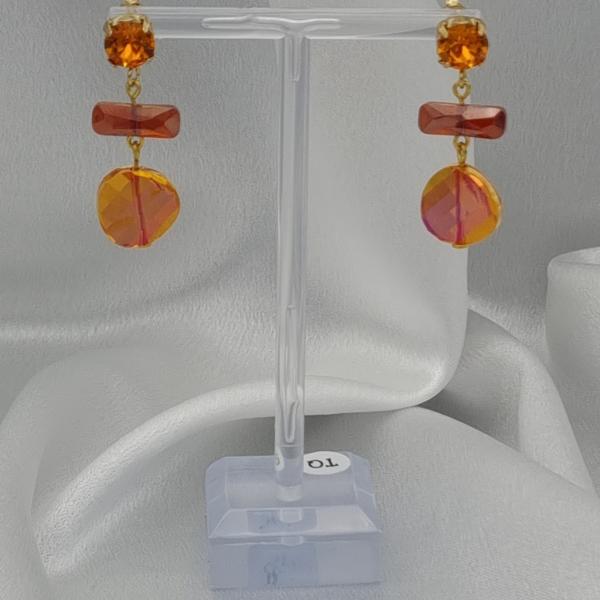 Handgemaakte kristallen oorbellen - oranje