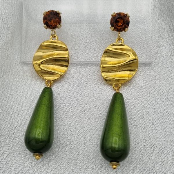 Handgemaakte statement oorbellen Polaris - groen