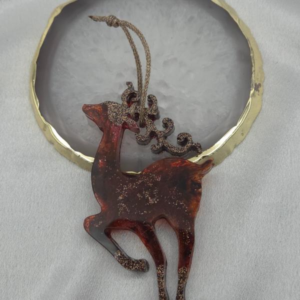 Set van 4 handgemaakte kersthangers - rendieren - ornament voor in de kerstboom