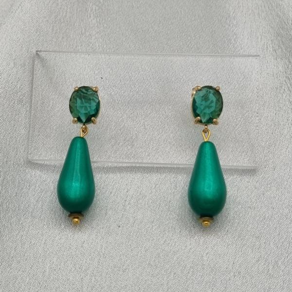 Handgemaakte polaris en zirkonia oorbellen - emerald