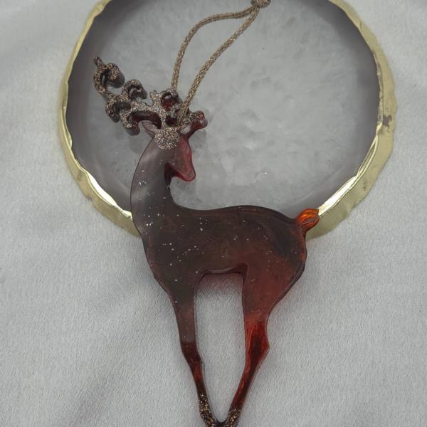 Set van 4 handgemaakte kersthangers - rendieren - ornament voor in de kerstboom