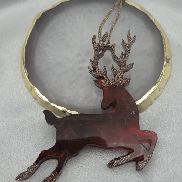 Set van 4 handgemaakte kersthangers - rendieren - ornament voor in de kerstboom