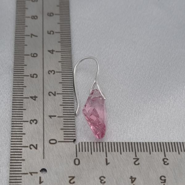 925 zilveren oorbellen met kristallen hanger - zacht roze