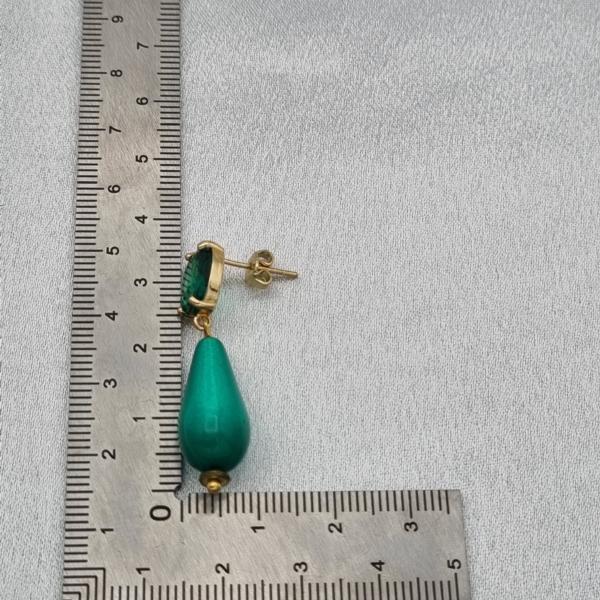 Handgemaakte polaris en zirkonia oorbellen - emerald