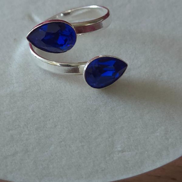 925 zilveren ring ingelegd met Oostenrijks kristal - verstelbaar