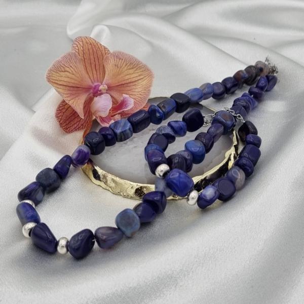 Handgemaakte sieraden set natuursteen - blauw