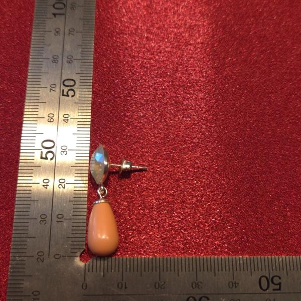 925 zilveren oorbellen met zalmroze kristalparel hanger