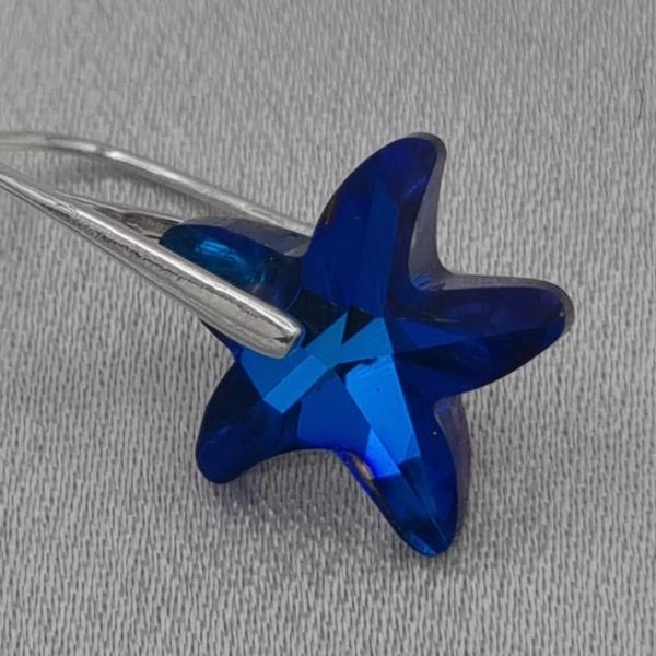 925 zilveren oorbellen met kristallen zeester - blauw