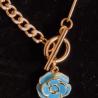Thumbnail for Vergulde ketting met bloem bedel - blauw