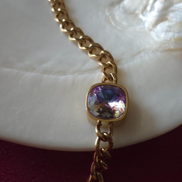 RVS armband ingelegd met Oostenrijks kristal - Goud