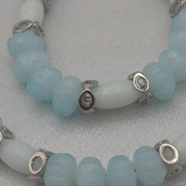 Sieradenset glas en Jade - lichtblauw/wit