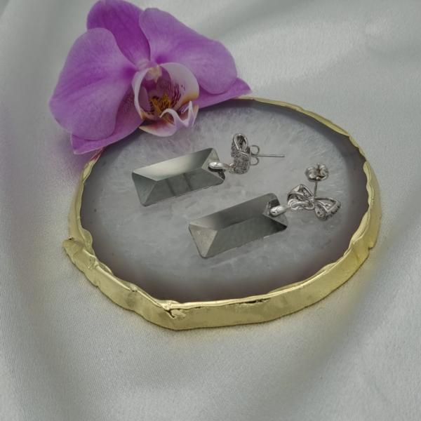 Handgemaakte kristallen oorbellen - grijs