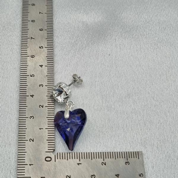 Handgemaakte kristallen oorbellen hart - paars