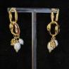 Thumbnail for Statement oorbellen 'schakels' met zoetwaterparels - verguld