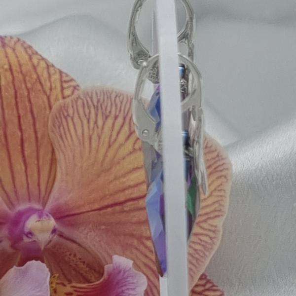 925 zilveren oorbellen met kristallen hangers - lila