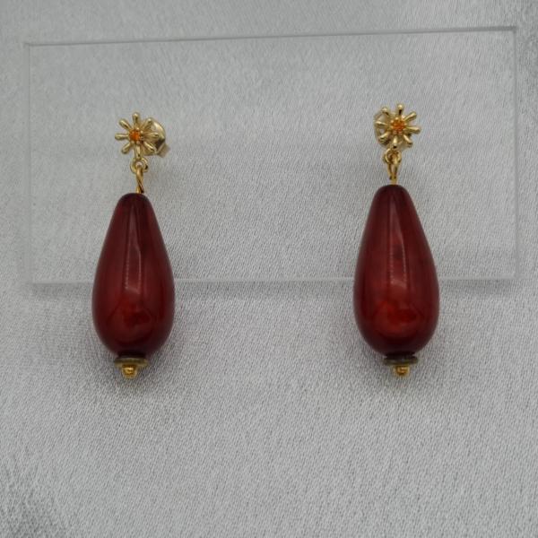 Handgemaakte Polaris oorbellen - bordeaux rood