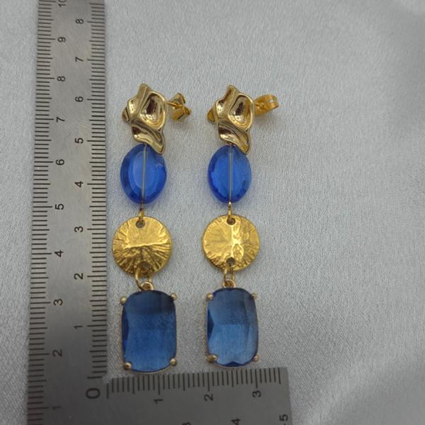 Statement oorbellen met kristalglas - blauw