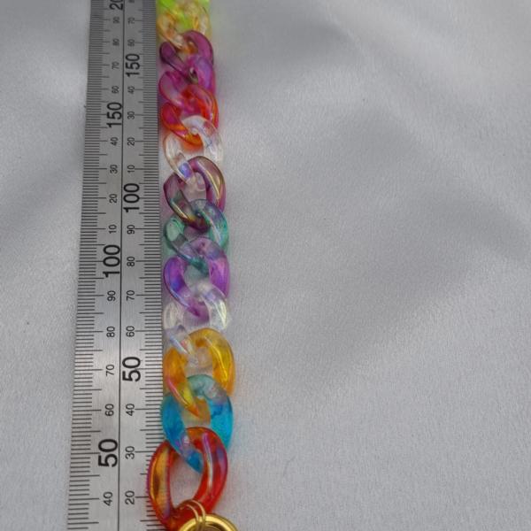Acryl schakelarmband met vergulde onderdelen - multicolor