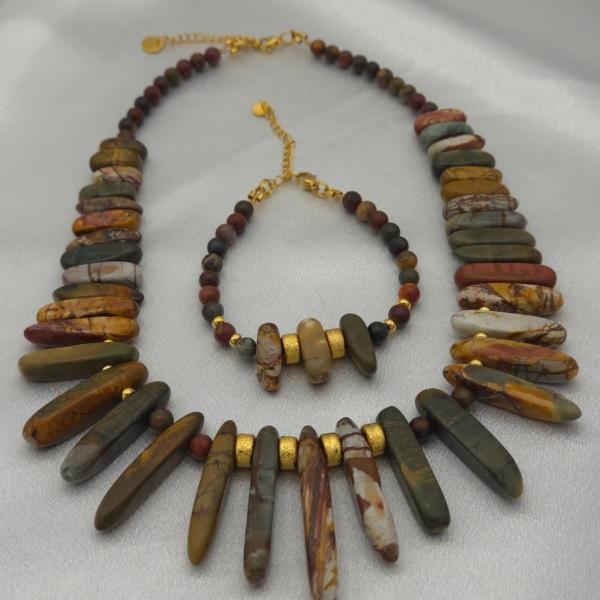 Bijzondere handgemaakte Picasso Jaspis ketting