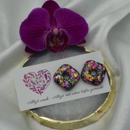 Handgemaakt epoxy oorstekers 'ruit' - glittermix