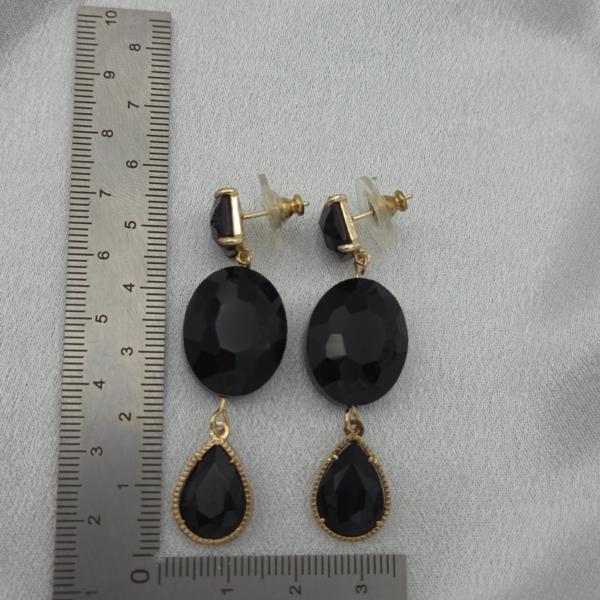 statement oorbellen met facetgeslepen kristalglas - goud/zwart