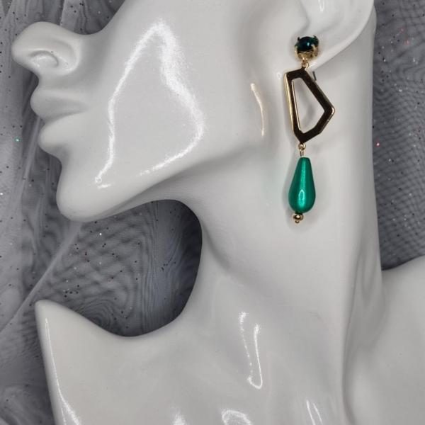 Statement oorbellen met polaris en Swarovski - emerald green