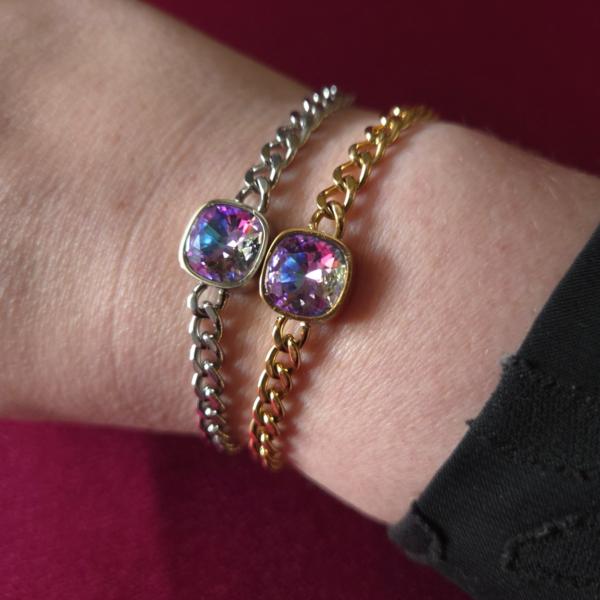 RVS armband ingelegd met Oostenrijks kristal - Goud