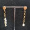 Thumbnail for RVS oorbellen lang met zoetwaterparels - goud