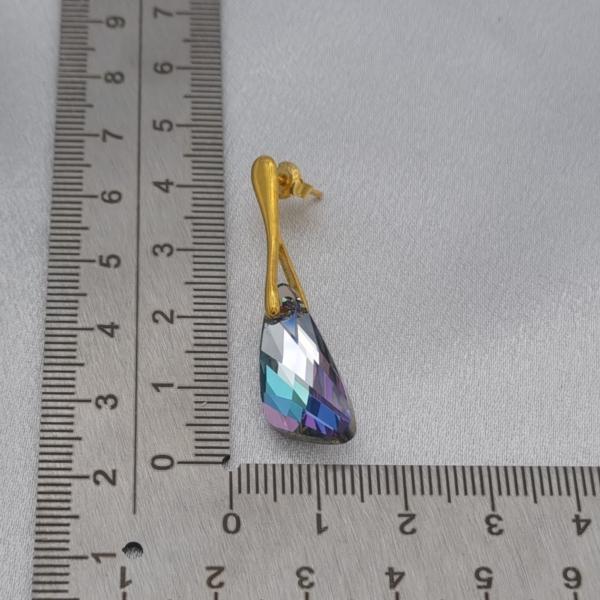 Vergulde oorbellen met Oostenrijks kristal - vleugels lila