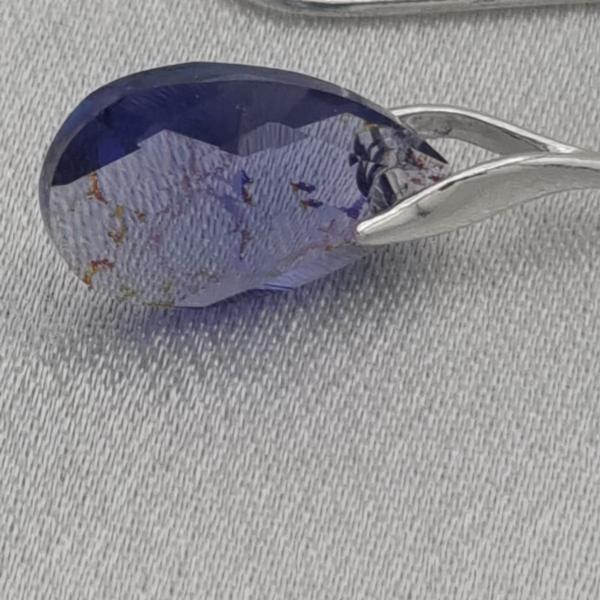 925 zilveren oorbellen met kristallen hanger - paars patina