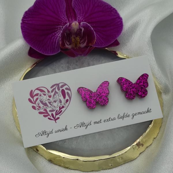 Handgemaakte epoxy oorstekers 'vlinder'