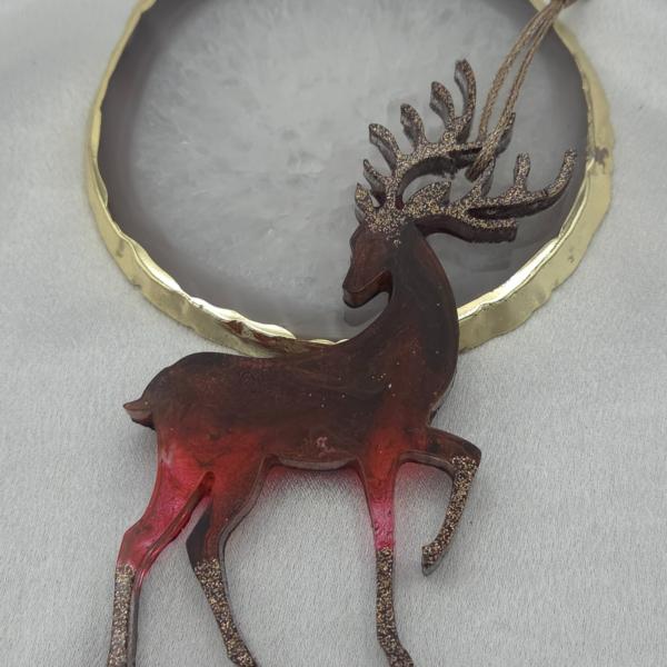 Set van 4 handgemaakte kersthangers - rendieren - ornament voor in de kerstboom