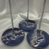 Thumbnail for kandelaars epoxy en glas - set van 3 zilver en blauw