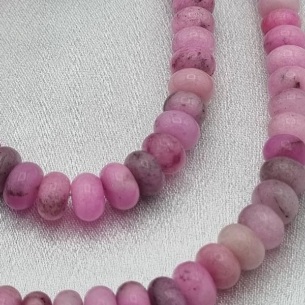 Handgemaakte sieraden set natuursteen - roze/grijs